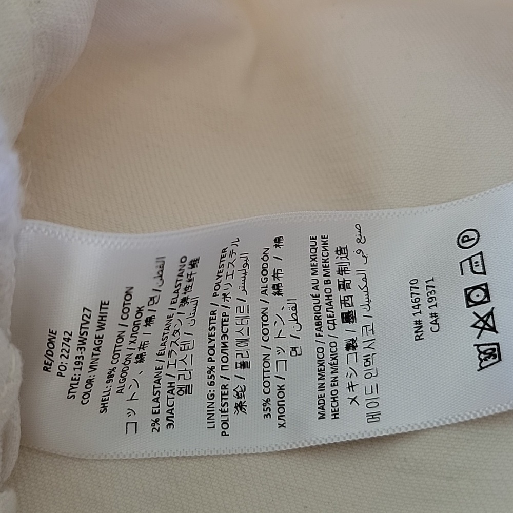 Re/Done 90s High Rise Loose Button Fly Raw Hem Jeans Color Is Vintage White - Picture 8 of 15